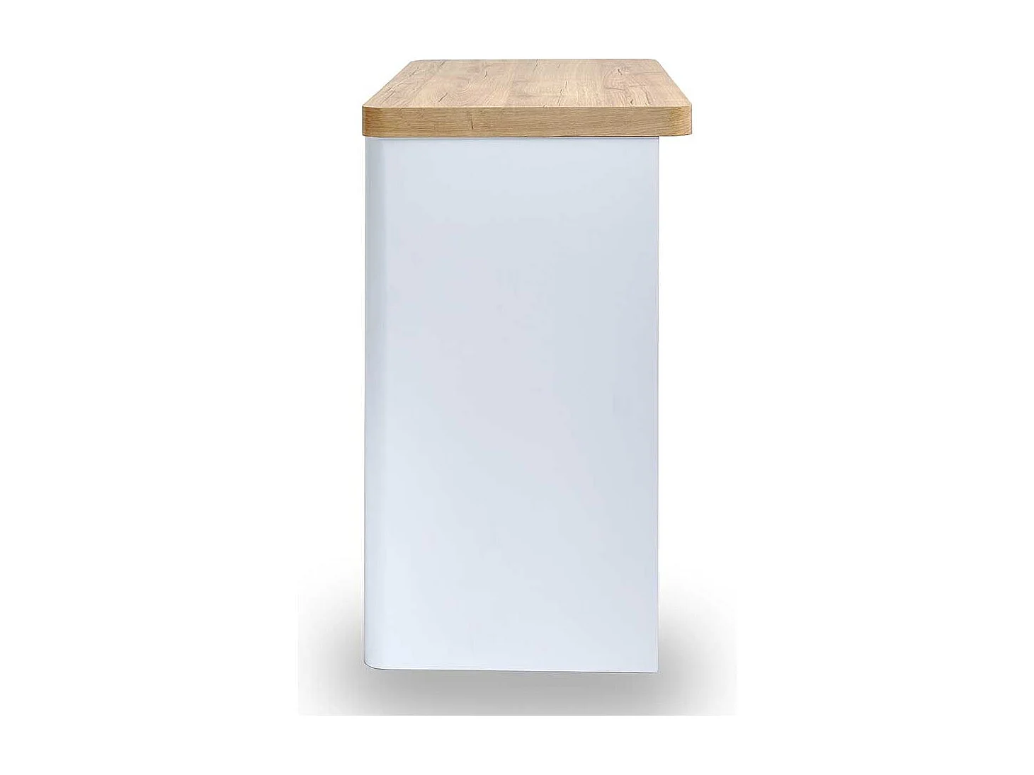 Laptopschreibtisch in Weiß und Eichefarben einer Schublade