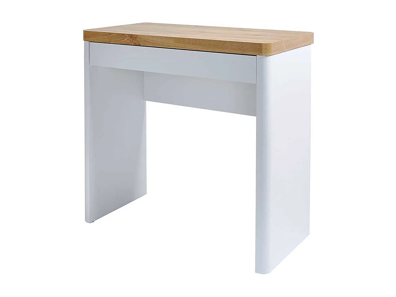 Laptopschreibtisch in Weiß und Eichefarben einer Schublade