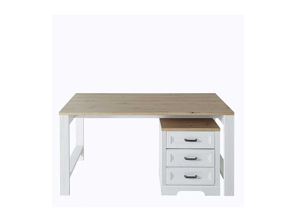 Büroschreibtisch Set mit Rollcontainer Landhausstil (zweiteilig)