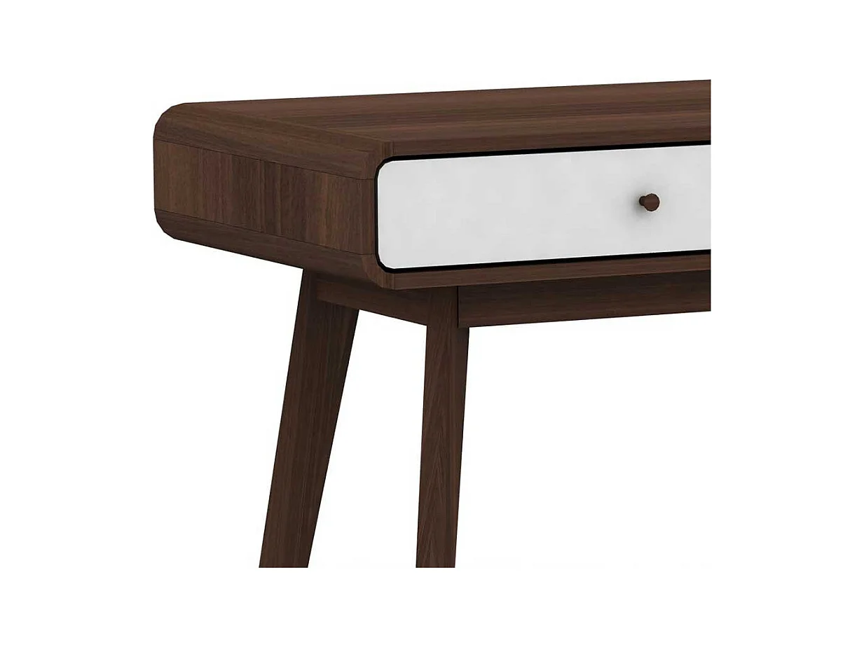 Schreibtisch in Weiß und Walnussfarben 120 cm breit