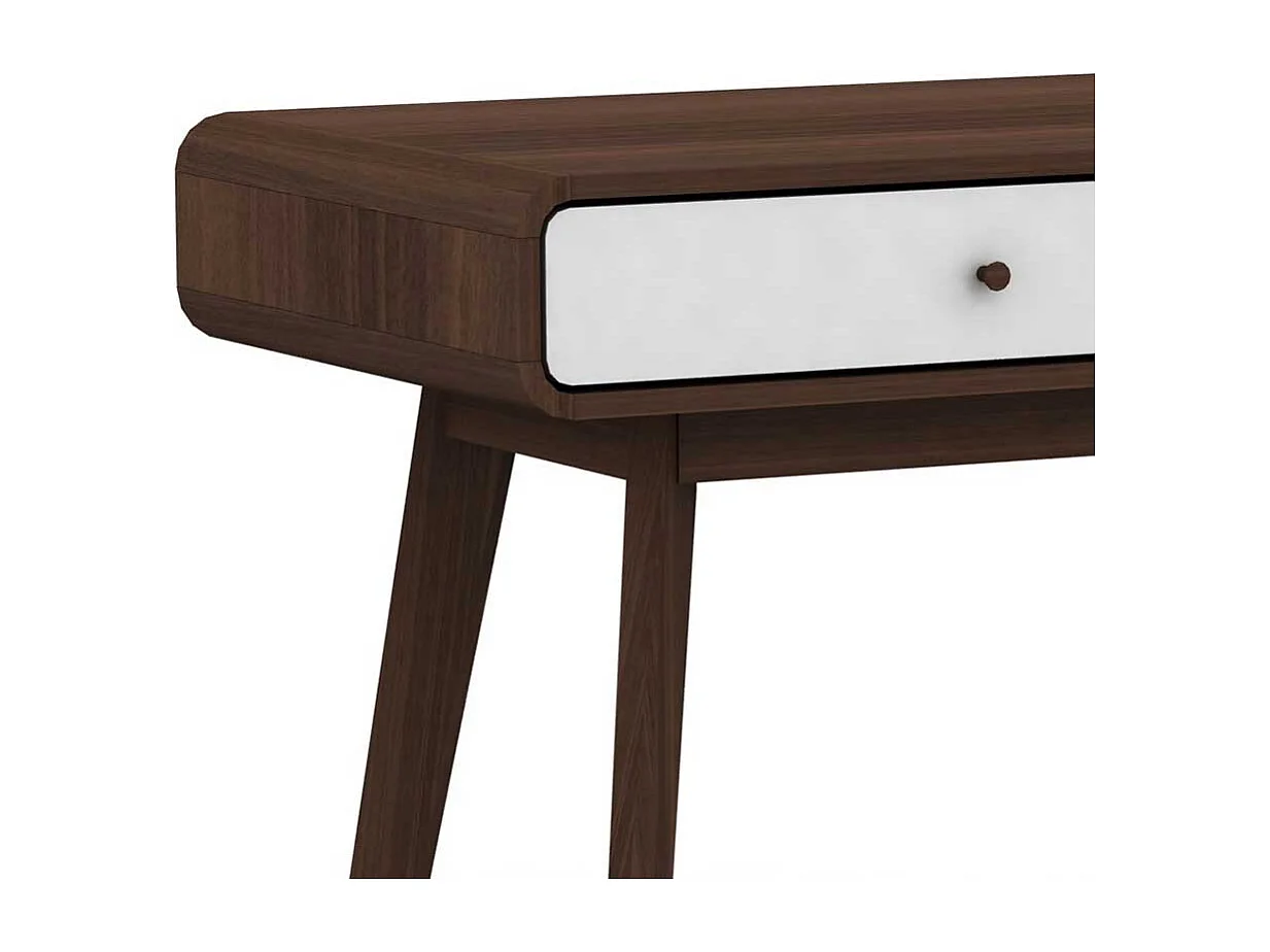 Schreibtisch in Weiß und Walnussfarben 120 cm breit