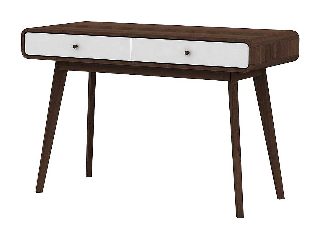 Schreibtisch in Weiß und Walnussfarben 120 cm breit