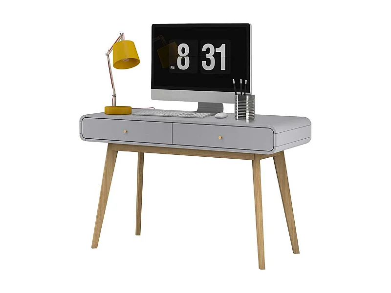 Home Office Schreibtisch in Grau Eichefarben