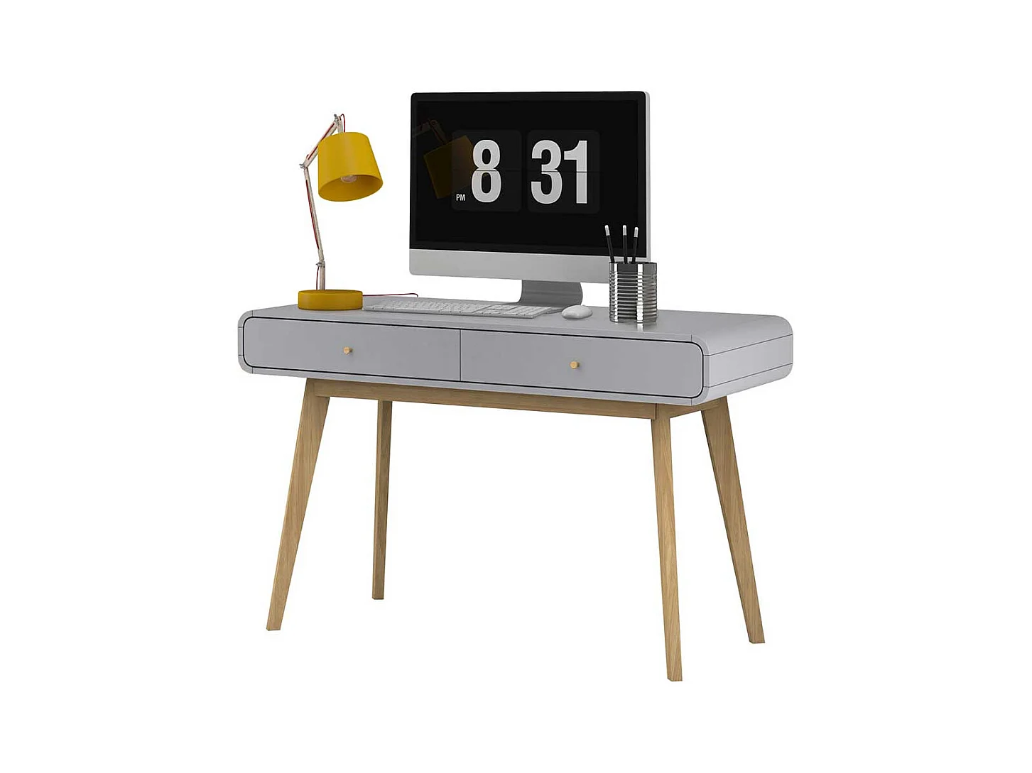 Home Office Schreibtisch in Grau Eichefarben