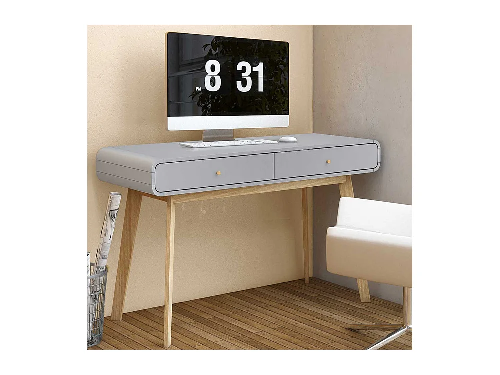 Home Office Schreibtisch in Grau Eichefarben