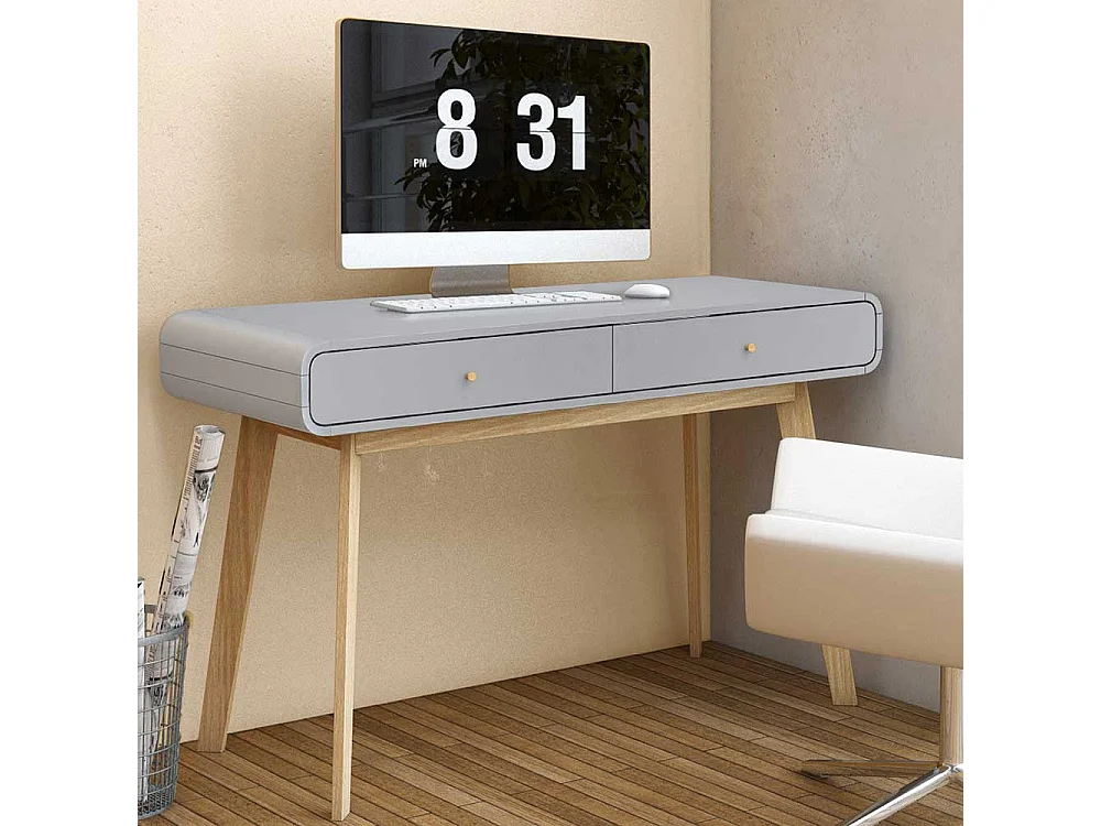 Home Office Schreibtisch in Grau Eichefarben