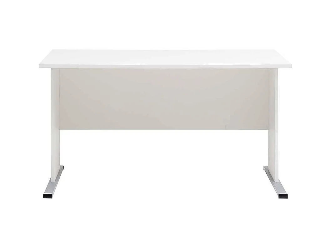Weißer Schreibtisch mit Knieraumblende 65 cm tief