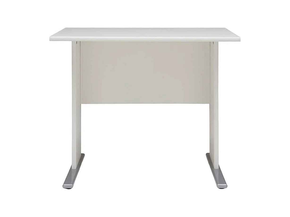 Weißer Schreibtisch mit Knieraumblende 65 cm tief