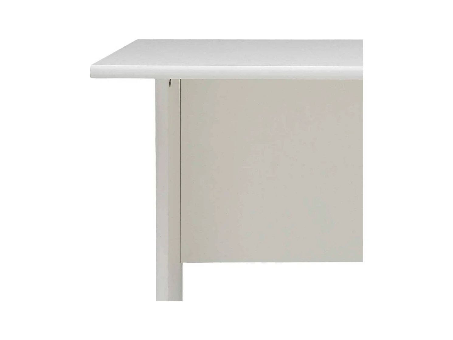 Weißer Schreibtisch mit Knieraumblende 65 cm tief