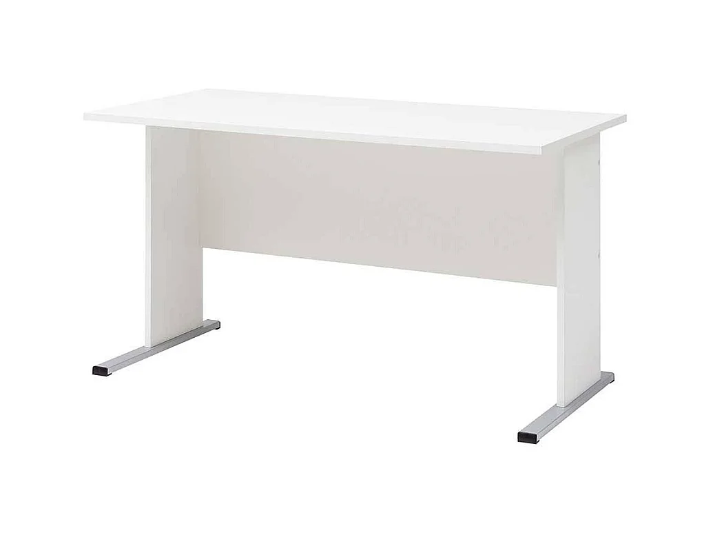 Weißer Schreibtisch mit Knieraumblende 65 cm tief