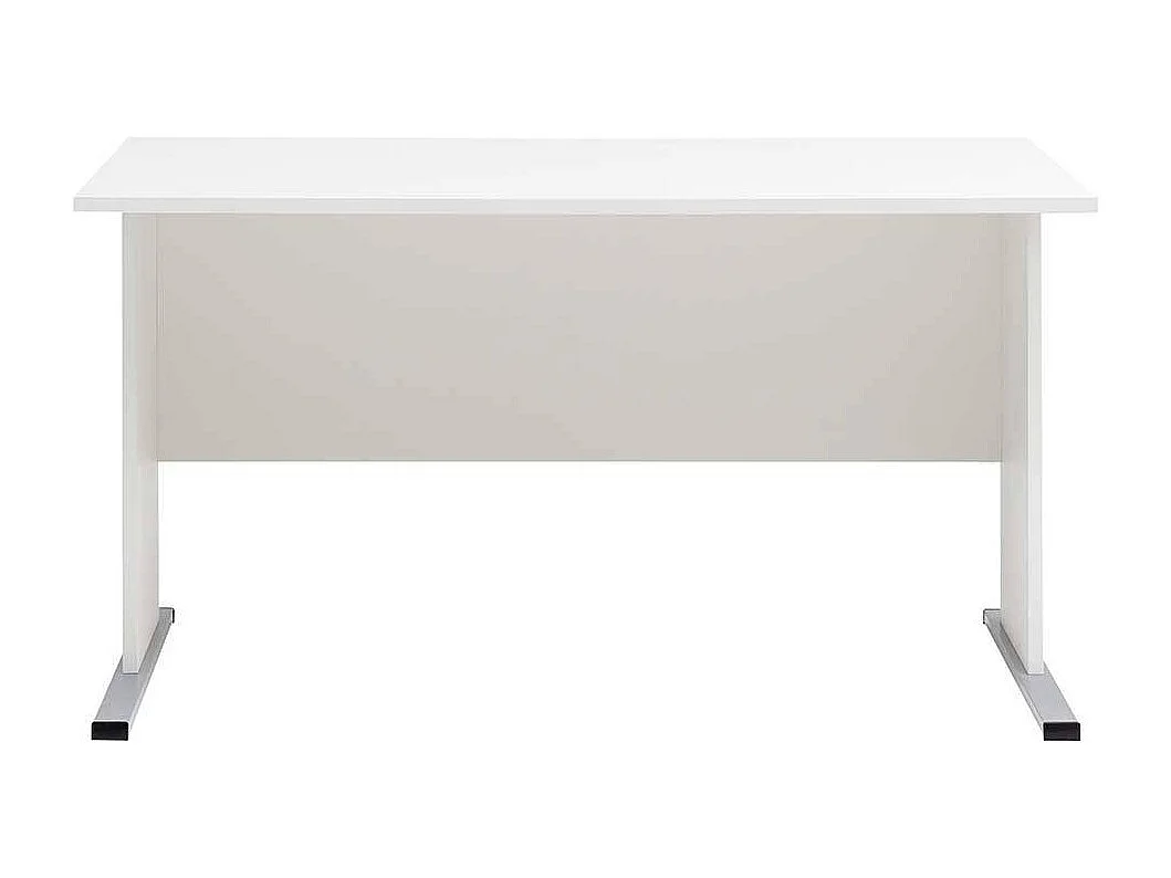 Weißer Schreibtisch mit Knieraumblende 65 cm tief