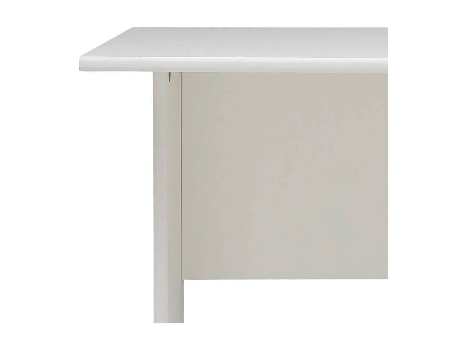 Weißer Schreibtisch mit Knieraumblende 65 cm tief