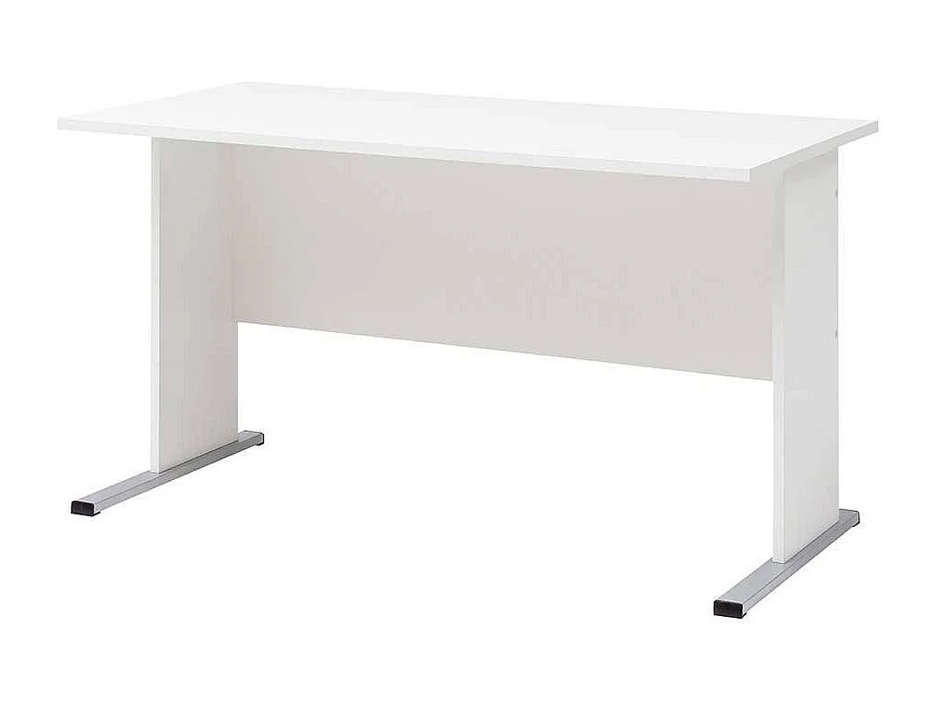 Weißer Schreibtisch mit Knieraumblende 65 cm tief