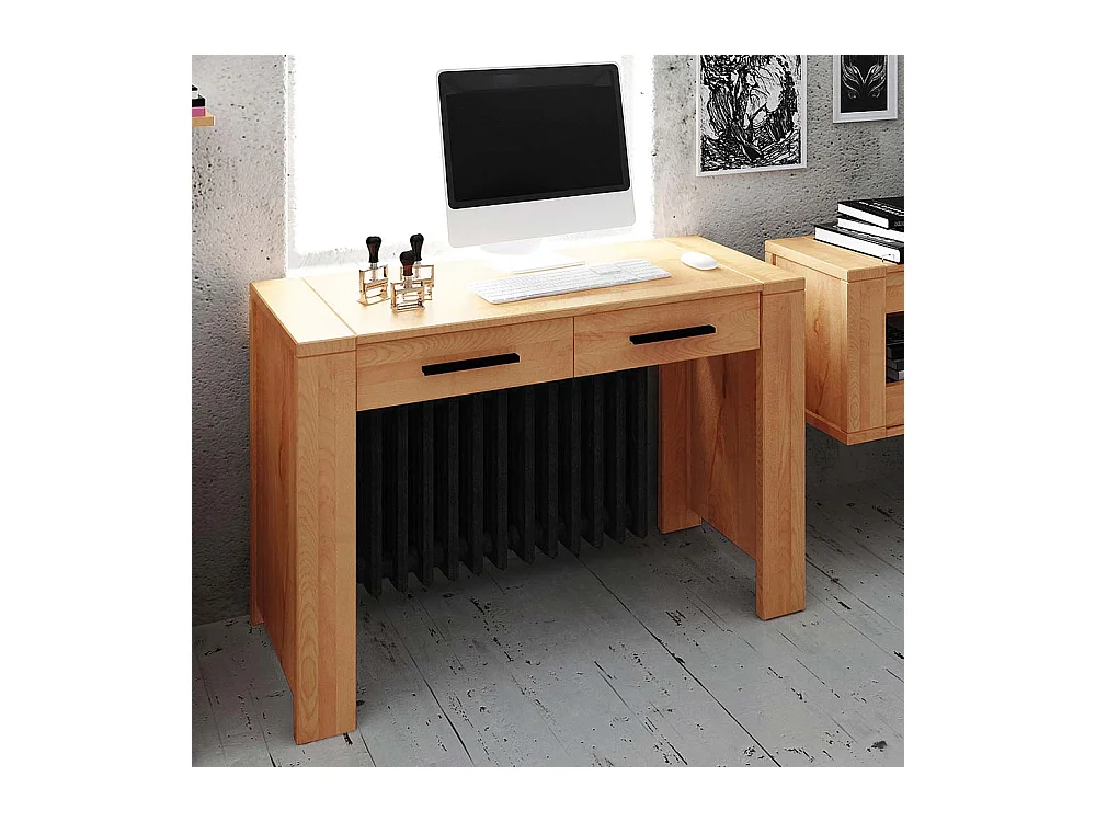 Bürotisch aus Kernbuche Massivholz 110 cm