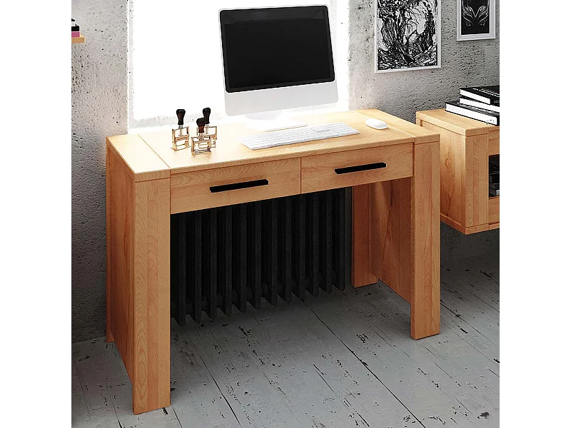 Bürotisch aus Kernbuche Massivholz 110 cm