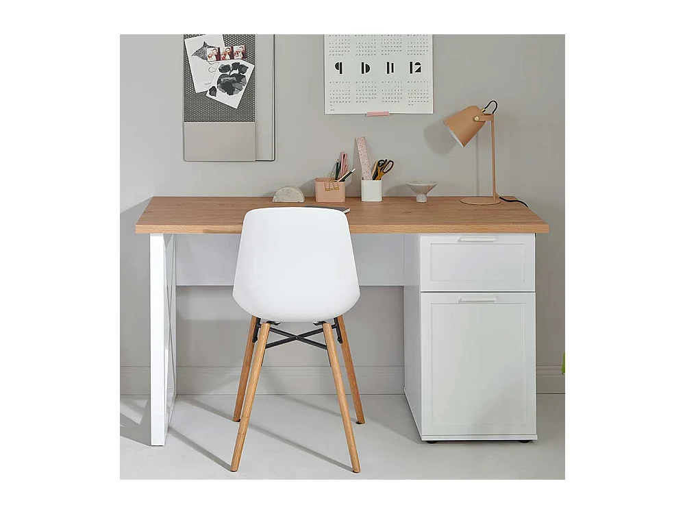 Schreibtisch Büroschreibtisch mit Tür in Weiß