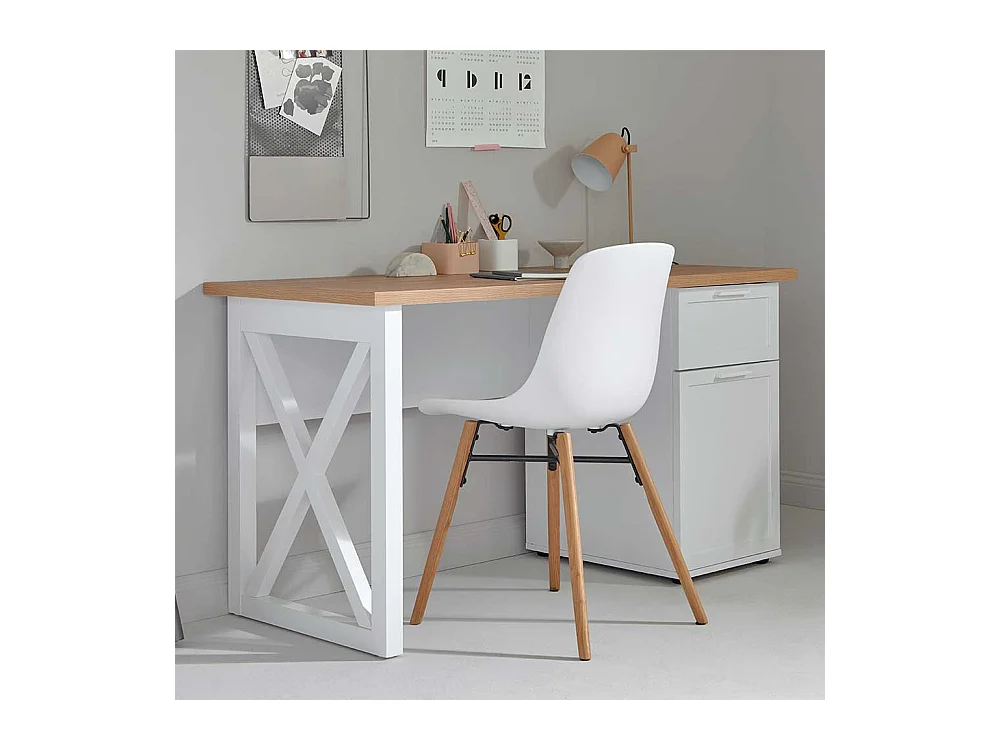 Schreibtisch Büroschreibtisch mit Tür in Weiß