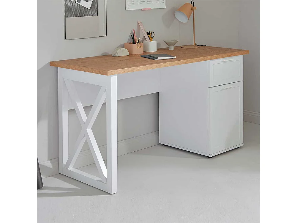 Schreibtisch Büroschreibtisch mit Tür in Weiß