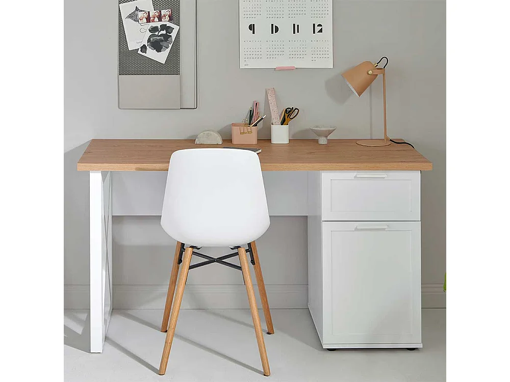 Schreibtisch Büroschreibtisch mit Tür in Weiß