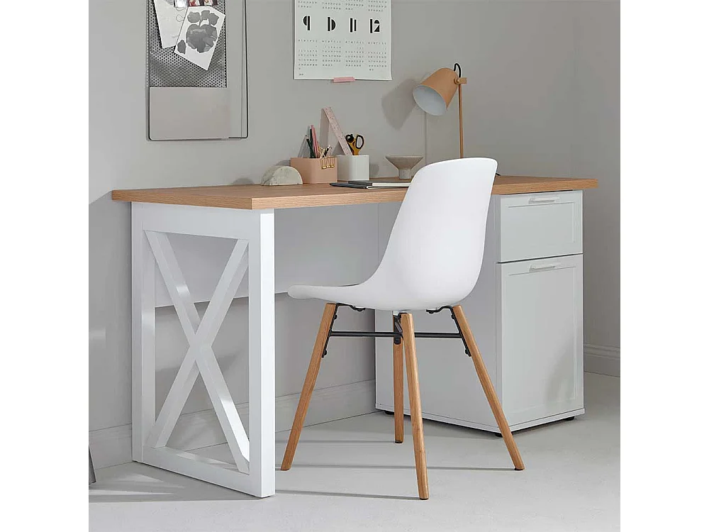 Schreibtisch Büroschreibtisch mit Tür in Weiß