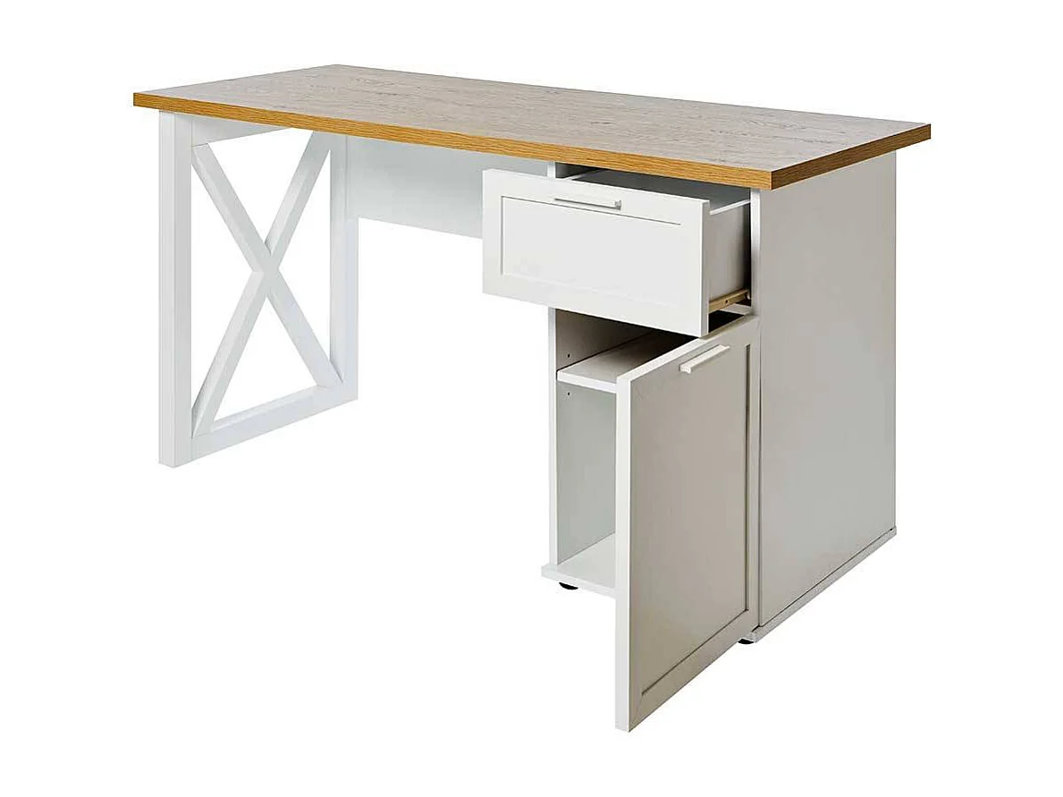 Schreibtisch Büroschreibtisch mit Tür in Weiß