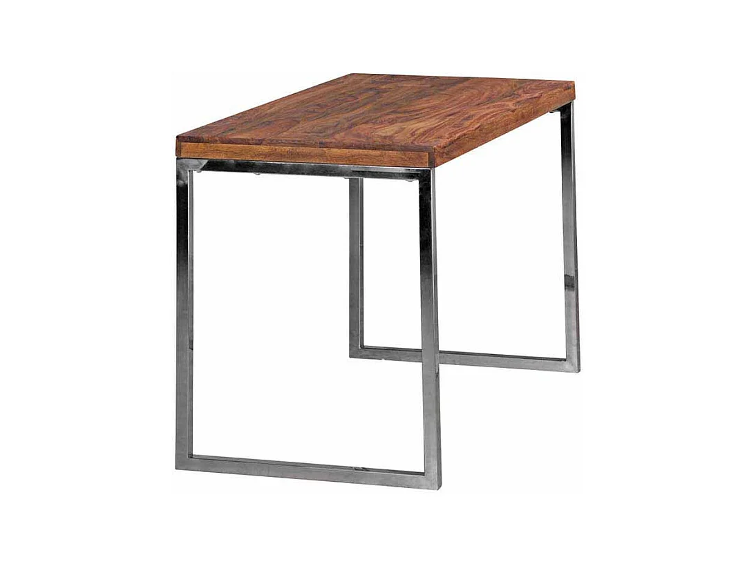 Schreibtisch aus Sheesham Massivholz Metall verchromt