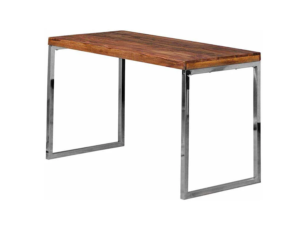 Schreibtisch aus Sheesham Massivholz Metall verchromt