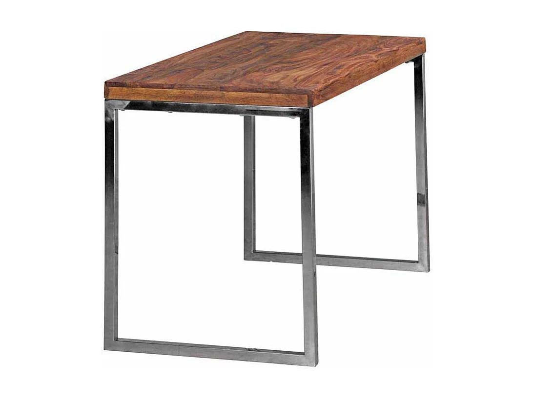 Schreibtisch aus Sheesham Massivholz Metall verchromt