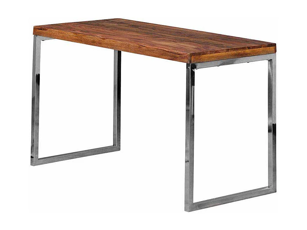 Schreibtisch aus Sheesham Massivholz Metall verchromt