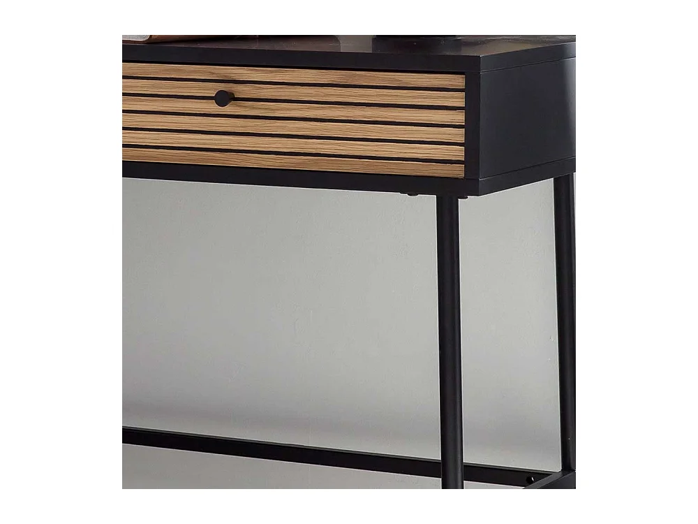 Skandi Schreibtisch in Schwarz und Eichefarben zwei Schubladen