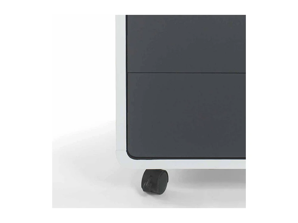 Bürotisch in Weiß Anthrazit Rollcontainer (zweiteilig)