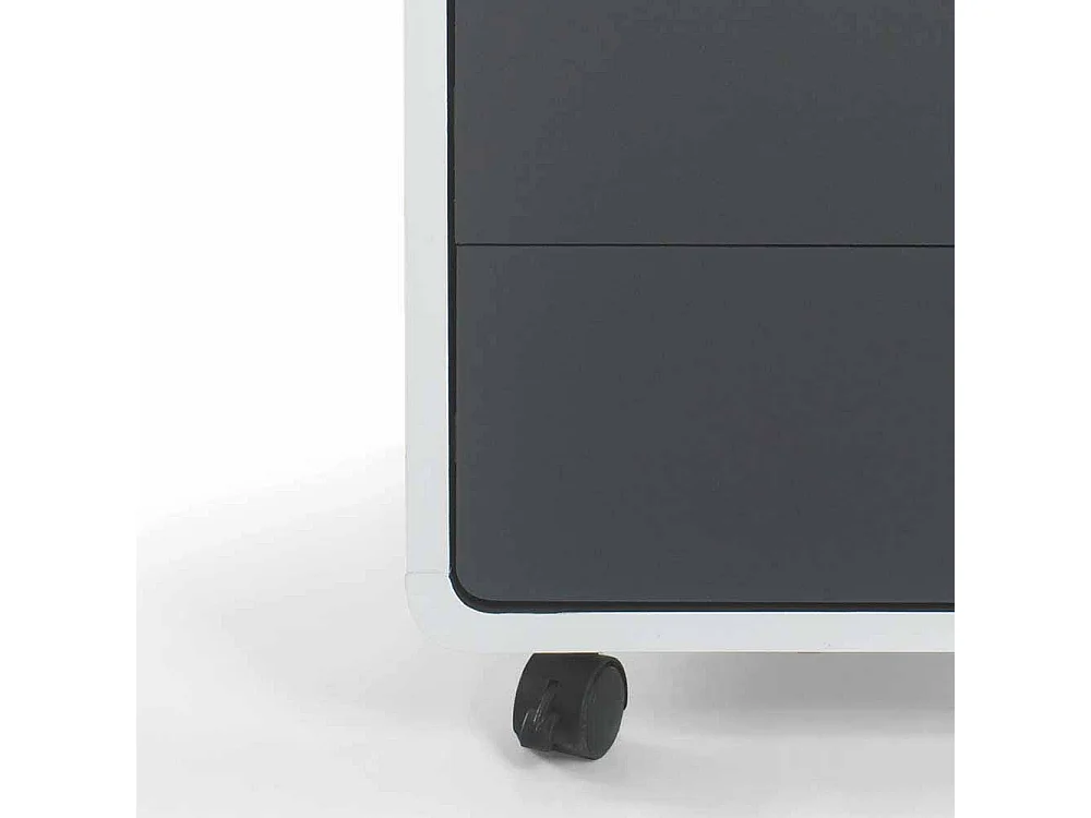 Bürotisch in Weiß Anthrazit Rollcontainer (zweiteilig)