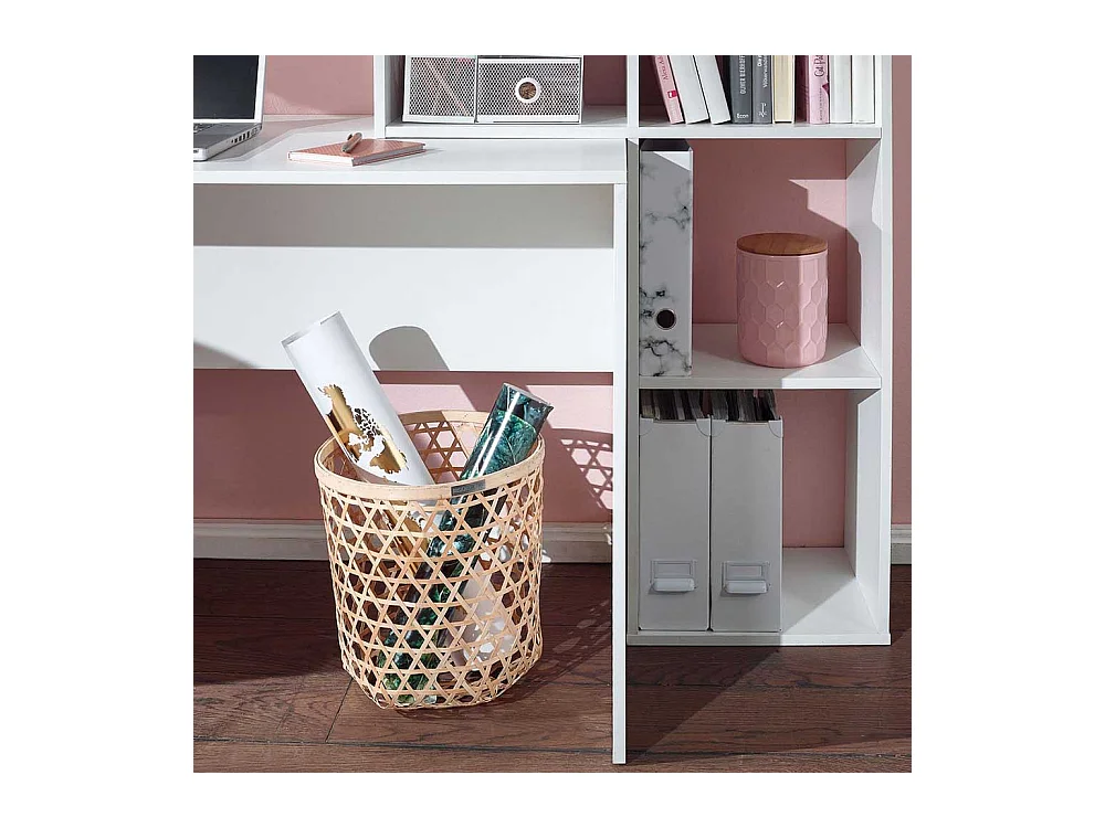 Home Office mit Regal weiss 170 cm Breite 144 cm Höhe