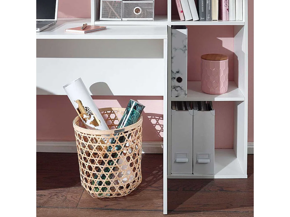 Home Office mit Regal weiss 170 cm Breite 144 cm Höhe