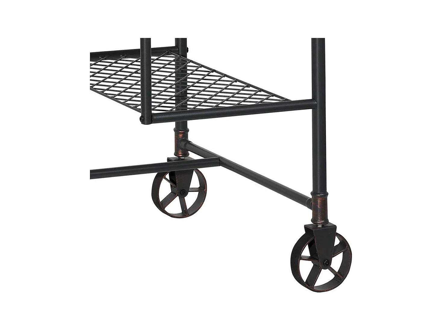 Industry Design Schreibtisch in Schwarz und Holz verwitterter Optik Metallrollen