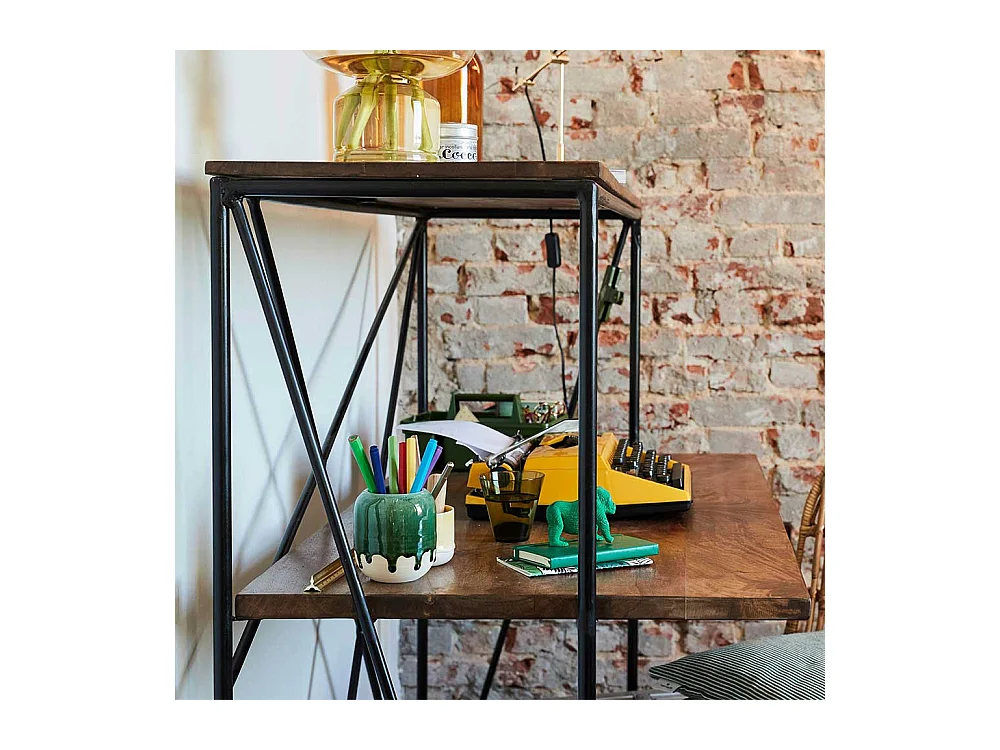 Holzschreibtisch mit Bügelgestell Schreibtischaufsatz