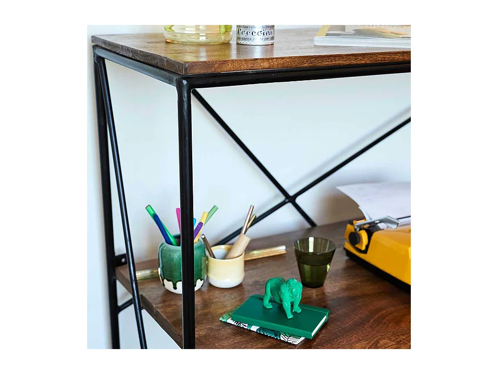 Holzschreibtisch mit Bügelgestell Schreibtischaufsatz