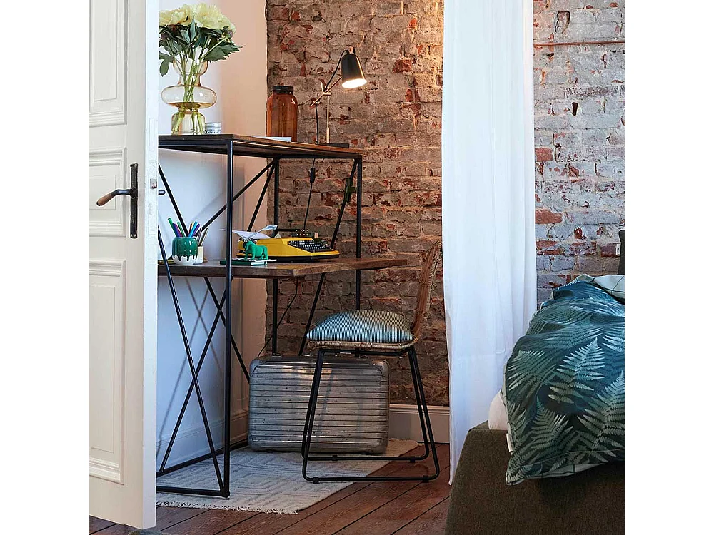 Holzschreibtisch mit Bügelgestell Schreibtischaufsatz