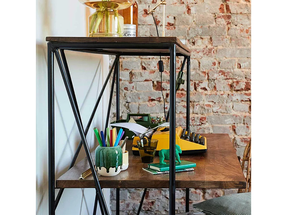 Holzschreibtisch mit Bügelgestell Schreibtischaufsatz