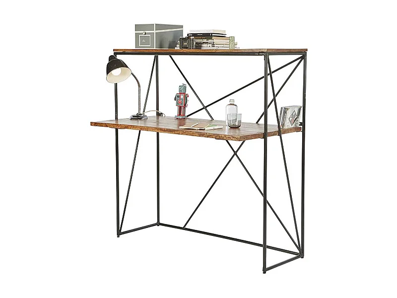 Holzschreibtisch mit Bügelgestell Schreibtischaufsatz