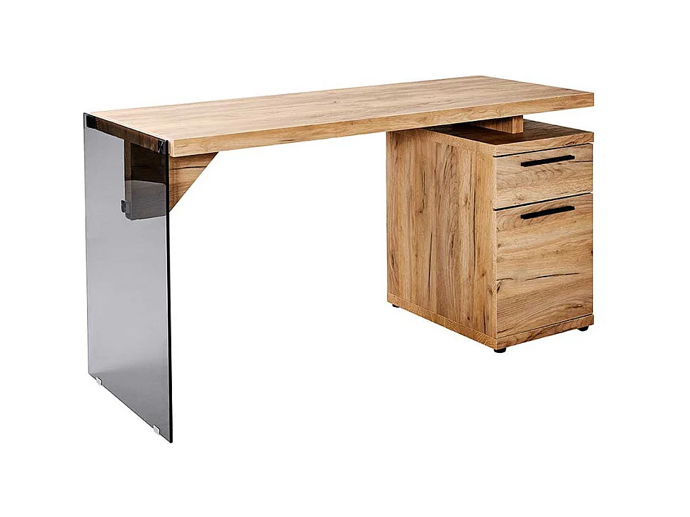 Designschreibtisch in Eichefarben Sicherheitsglas