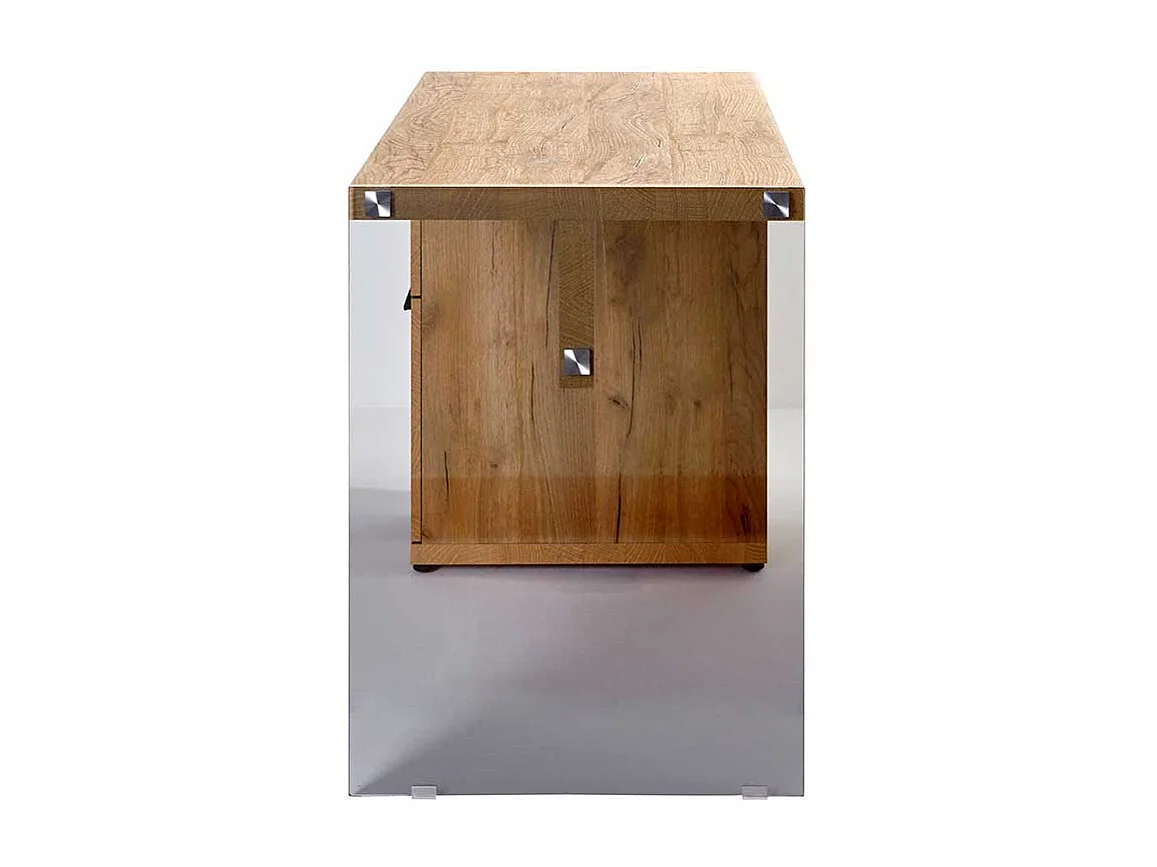 Designschreibtisch in Eichefarben Sicherheitsglas