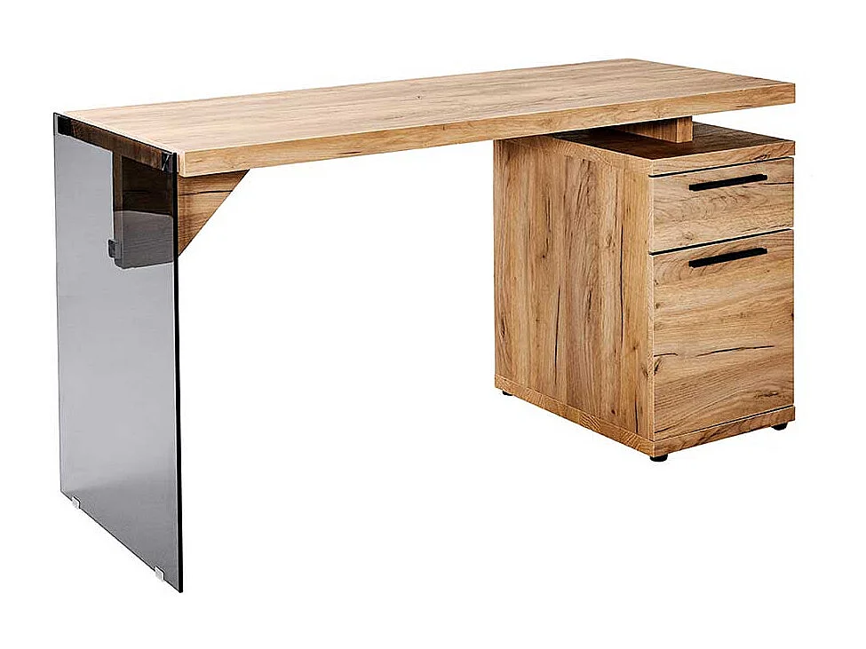 Designschreibtisch in Eichefarben Sicherheitsglas