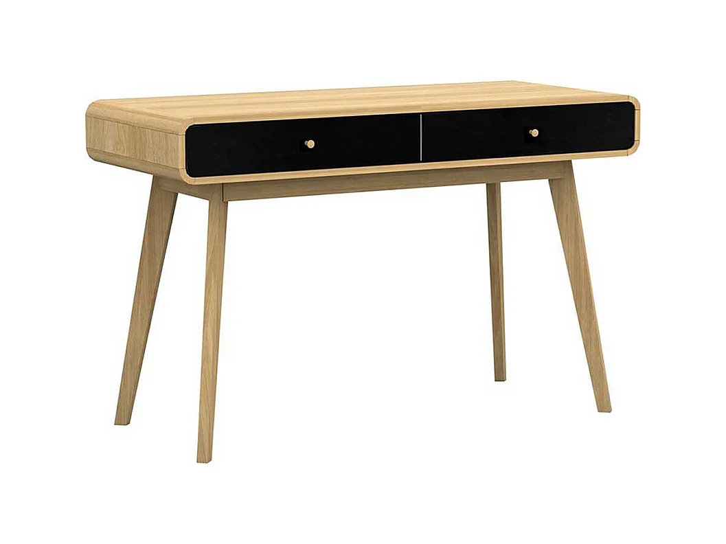 Designschreibtisch in Schwarz und Eichefarben Vierfußgestell