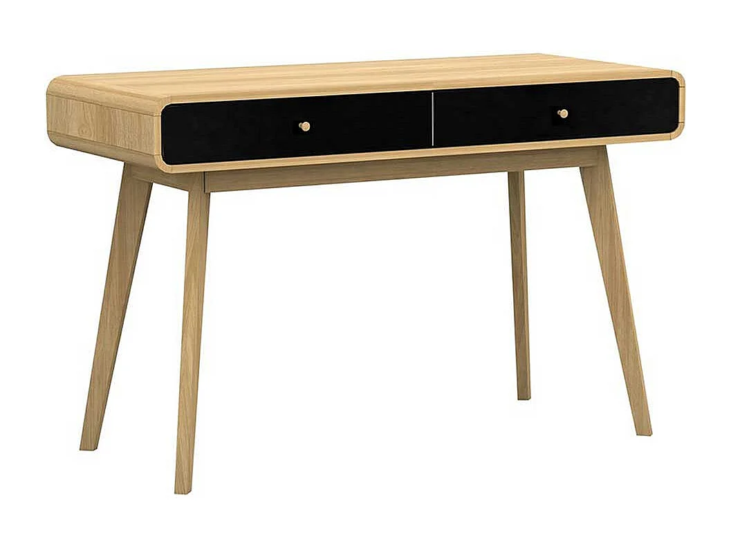 Designschreibtisch in Schwarz und Eichefarben Vierfußgestell