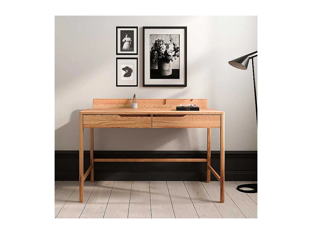 Schreibtisch Holztisch mit zwei Schubladen und Grifflöchern