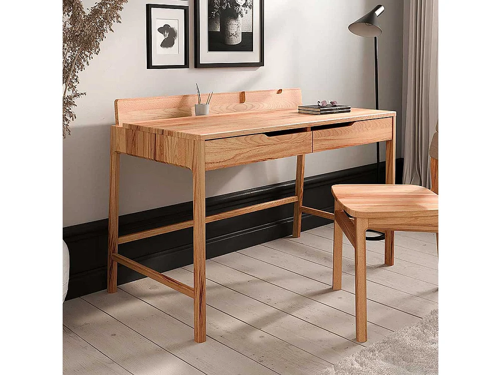 Schreibtisch Holztisch mit zwei Schubladen und Grifflöchern