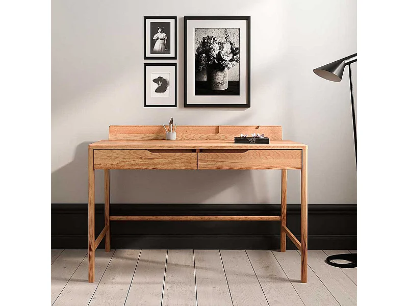 Schreibtisch Holztisch mit zwei Schubladen und Grifflöchern