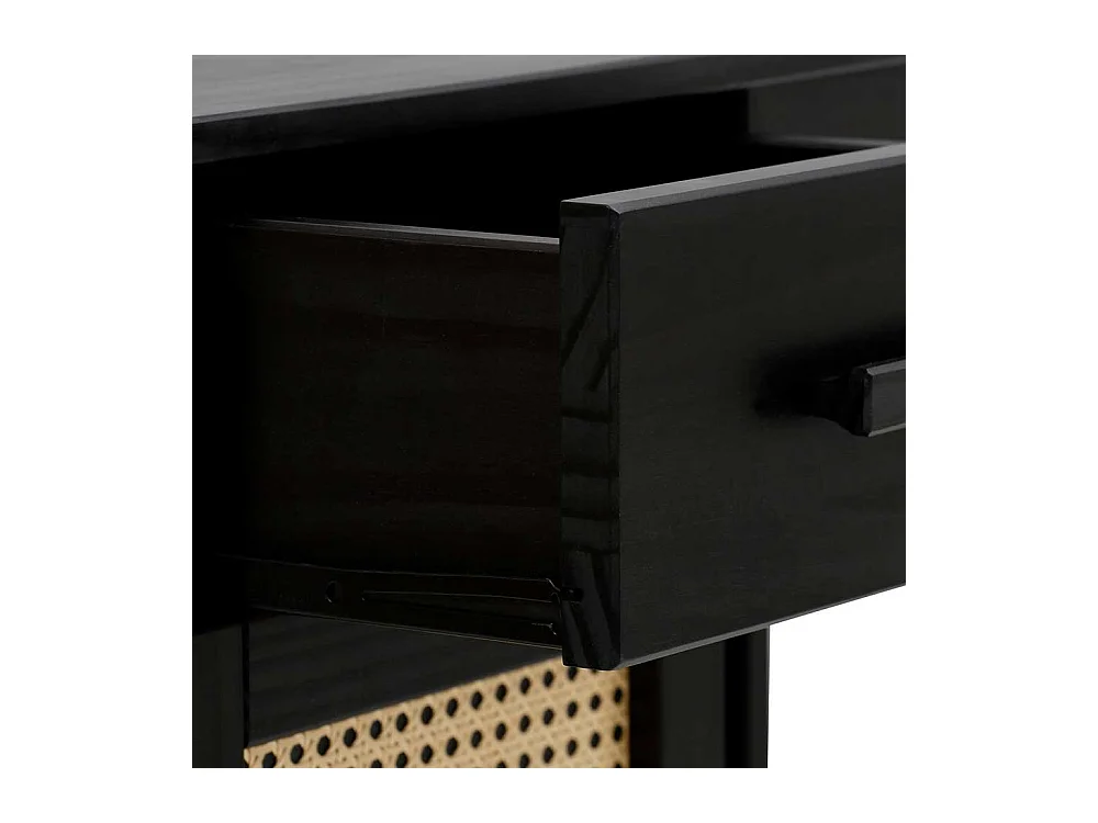 Schreibtisch in Kiefer dunkel mit Rattangeflecht 110 cm breit