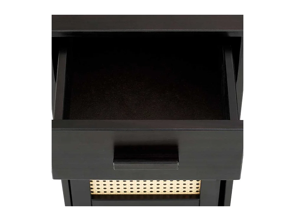 Schreibtisch in Kiefer dunkel mit Rattangeflecht 110 cm breit